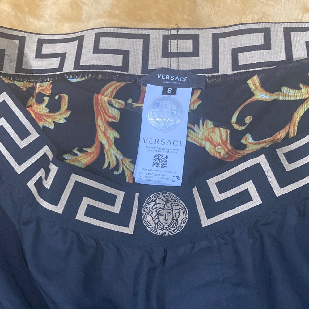 Versace Black and Gold Patterned Swimwear only worn once